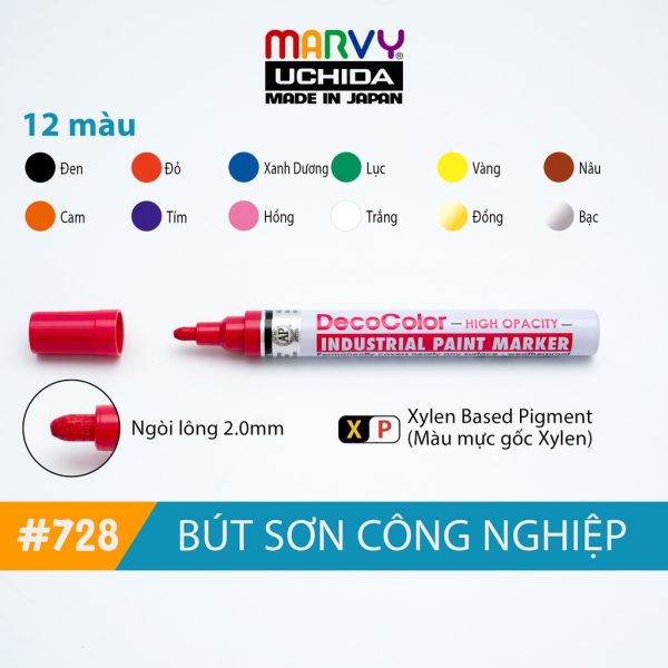 Bút Sơn CôNg Nghiệp Marvy 728 Ngòi 2Mm