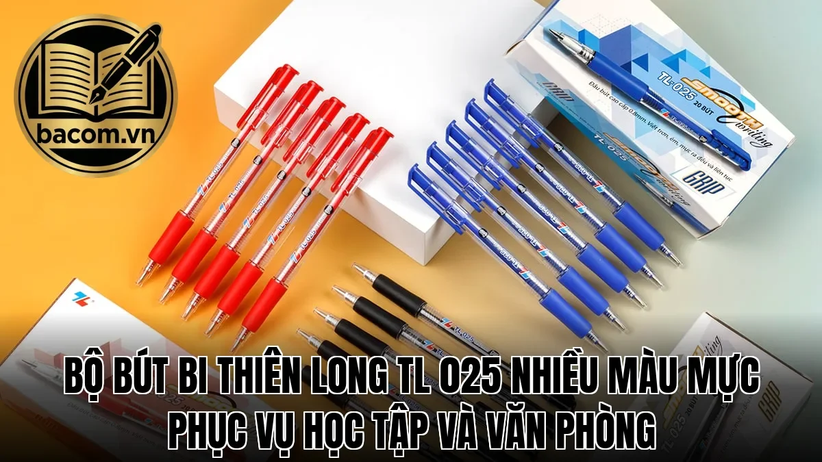 Bộ bút bi Thiên Long TL 025 nhiều màu mực phục vụ học tập và văn phòng
