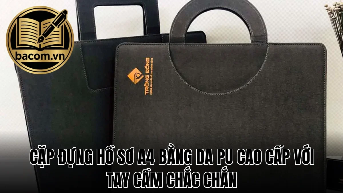 Cặp đựng hồ sơ A4 bằng da PU cao cấp với tay cầm chắc chắn