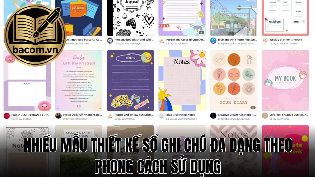 Nhiều mẫu thiết kế sổ ghi chú đa dạng theo phong cách sử dụng