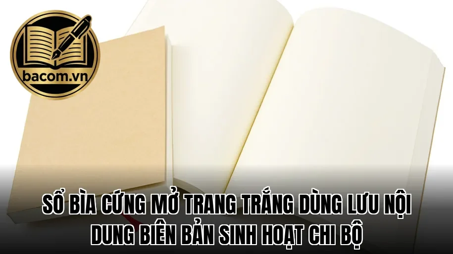 Sổ bìa cứng mở trang trắng dùng lưu nội dung biên bản sinh hoạt chi bộ