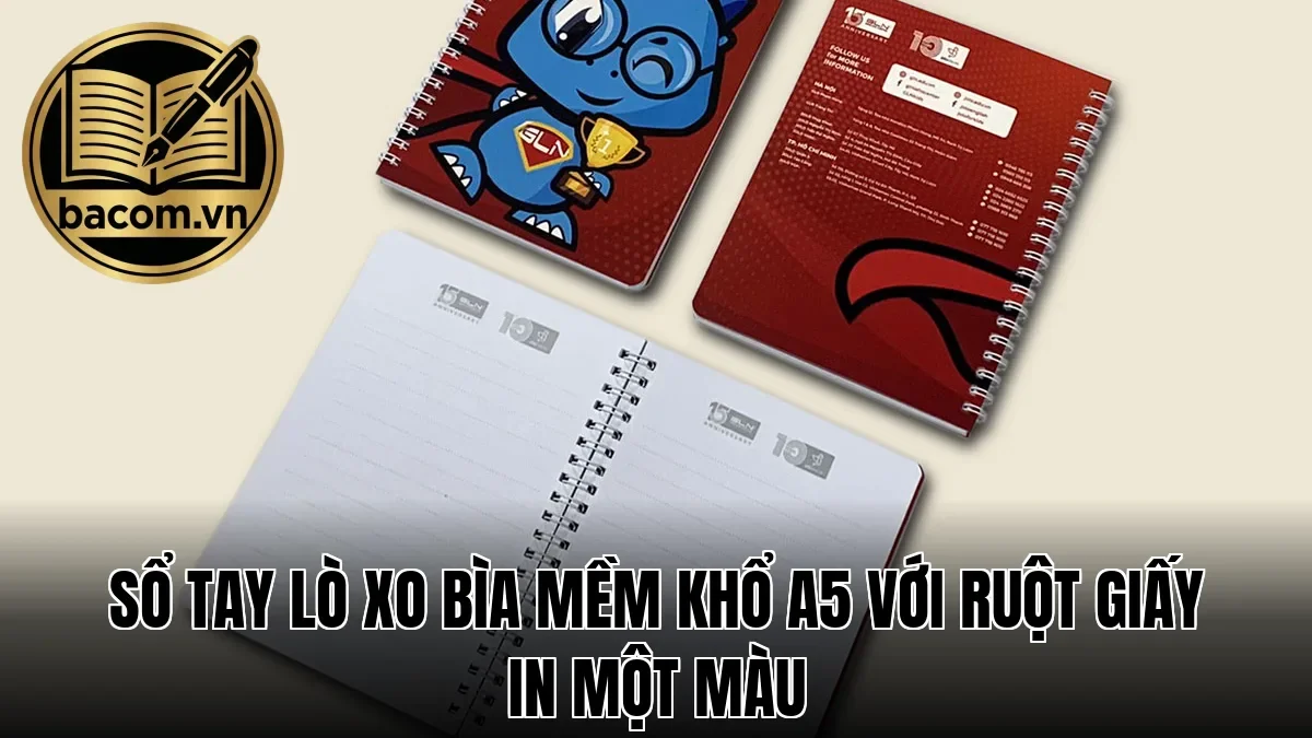 Sổ tay lò xo bìa mềm khổ A5 với ruột giấy in một màu