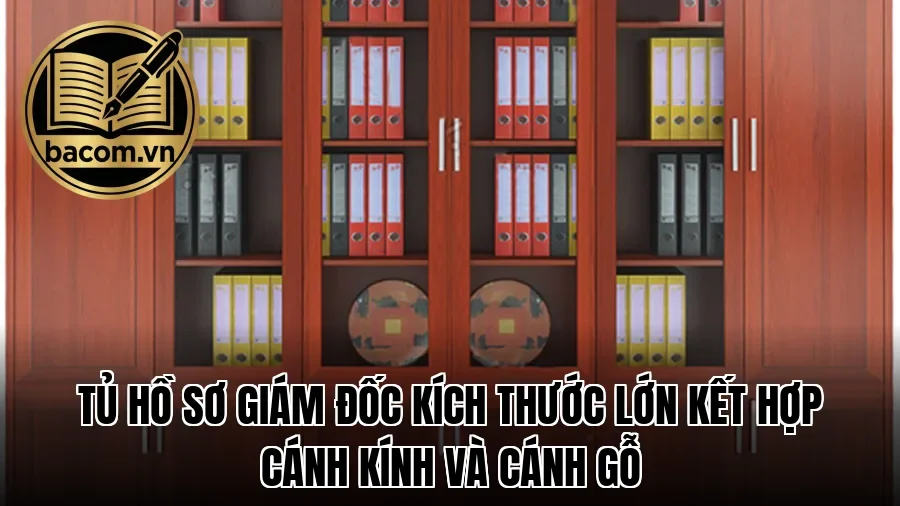 Tủ hồ sơ giám đốc kích thước lớn kết hợp cánh kính và cánh gỗ
