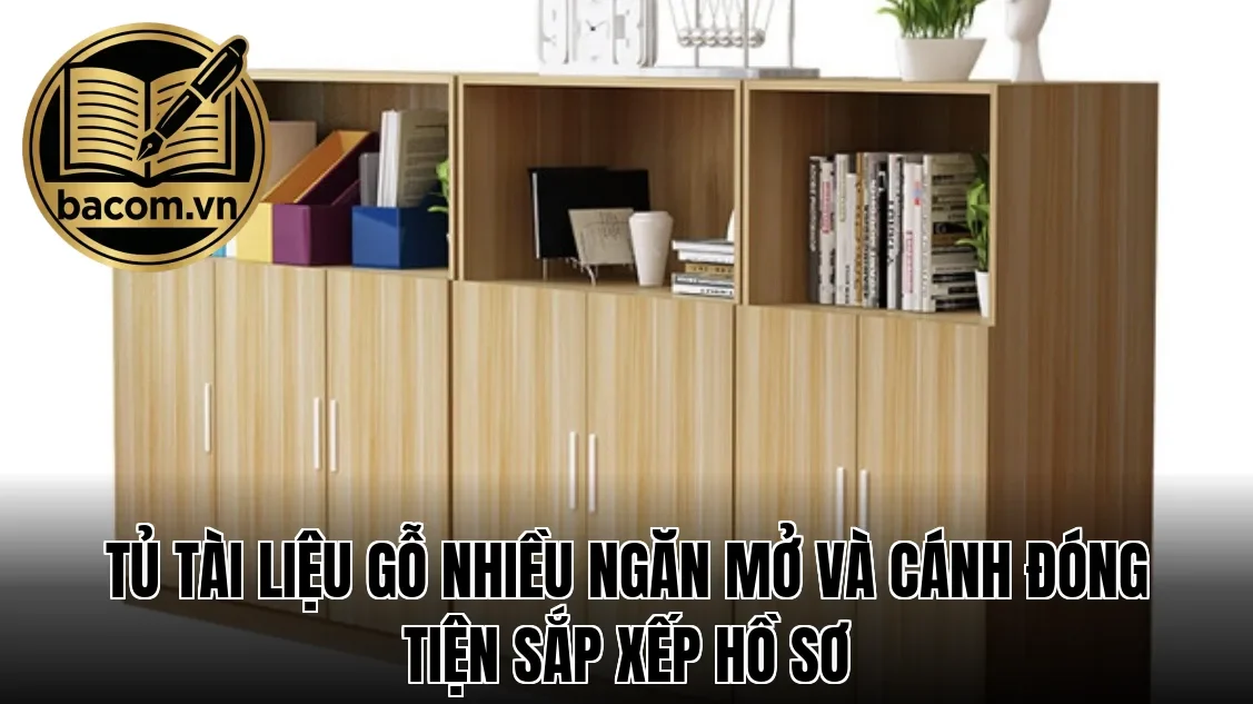 Tủ tài liệu gỗ nhiều ngăn mở và cánh đóng tiện sắp xếp hồ sơ
